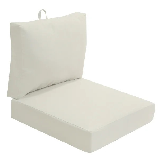 Better Homes & Gardens Assorted Beige Solid Print Rectangle Deep-Seat Outdoor Seating Cushions (2... | Walmart (US)
