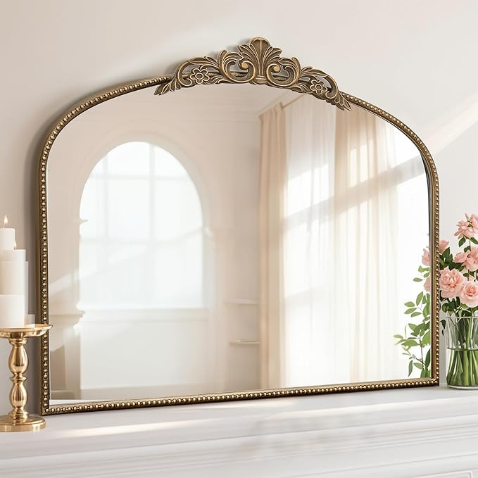 Micasso Large Vintage Gold Mirror: 40"x29" French Baroque Antique Arched Mirror - Traditional Orn... | Amazon (US)