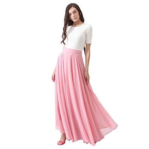 CHICWISH Women's Timeless Favorite Pink Chiffon Maxi Prom Party Skirt | Amazon (US)