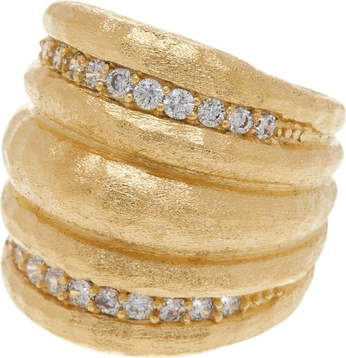 18K Gold Plated CZ Hammered Dome Ring | Nordstrom Rack