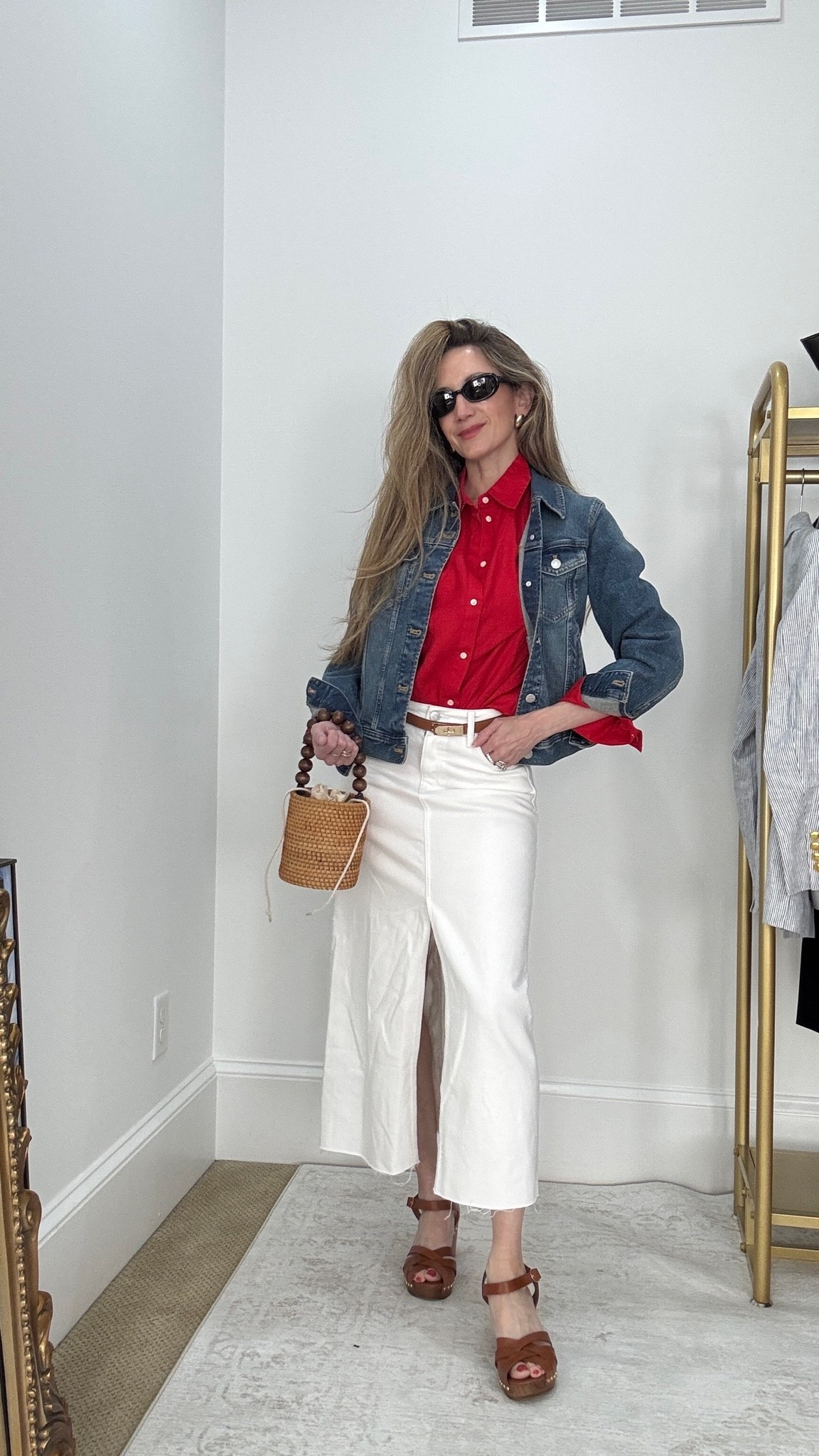 White denim skirt outfit on repeat!

#LTKootd #LTKSaleAlert