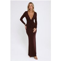 Stare Worthy Long Sleeve Maxi Dress Brown | Hello Molly (US)