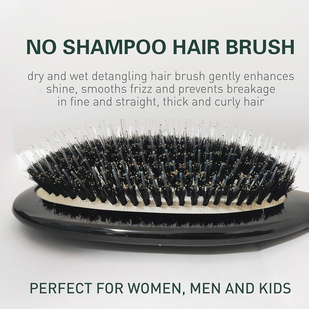 No Shampoo Hair Brush,100% Boar Bristle Hair Brush Set,Hair Brushes for Oily Hair, No Shampoo Hai... | Amazon (US)