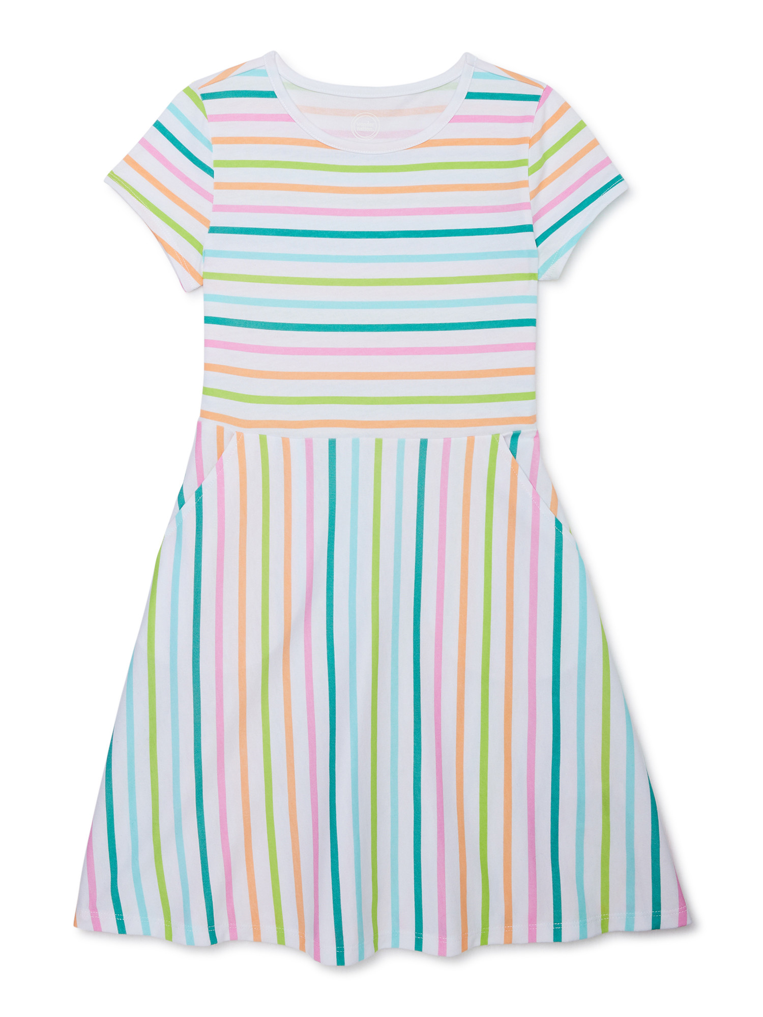 Wonder Nation Girls Short Sleeve Play Dress, Size 4-18 & Plus - Walmart.com | Walmart (US)