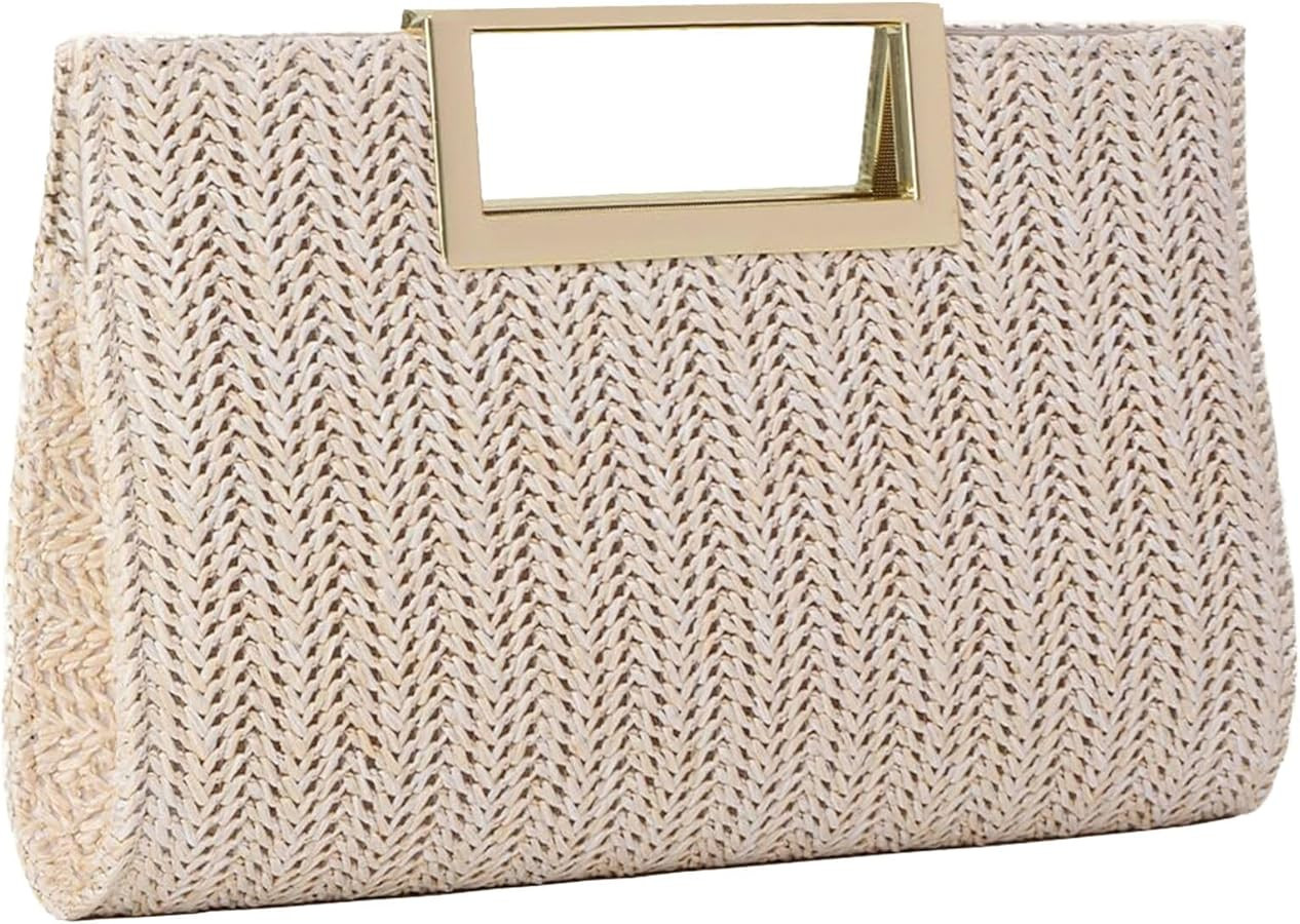 Women Clutch Top Handbags Straw Raffia Bag Purse Woven Tote CrossBag for Women Beach Summer Trave... | Amazon (US)