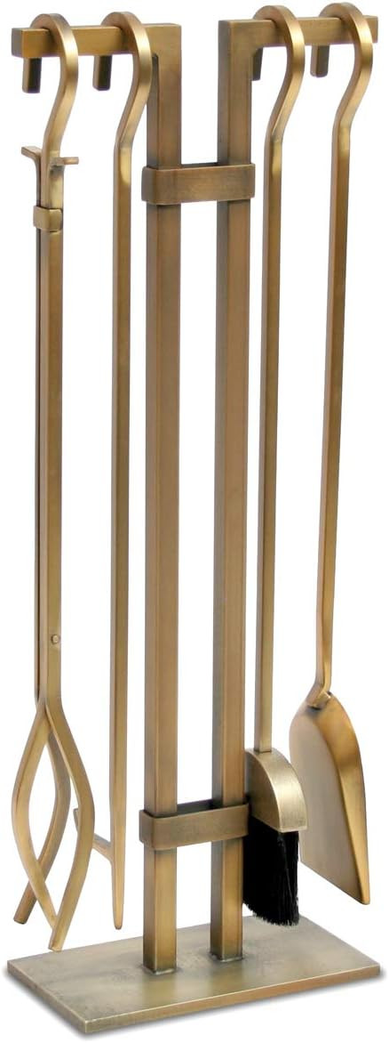 Pilgrim Home and Hearth 18086 Sinclair Fireplace Tool Set, Burnished Brass, 20 Pounds | Amazon (US)