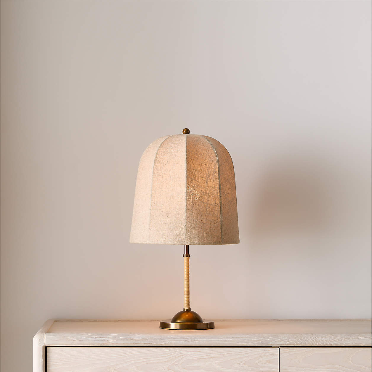 Allegra Rattan and Linen Dome Table Lamp by Jake Arnold 20.7" + Reviews | Crate & Barrel | Crate & Barrel