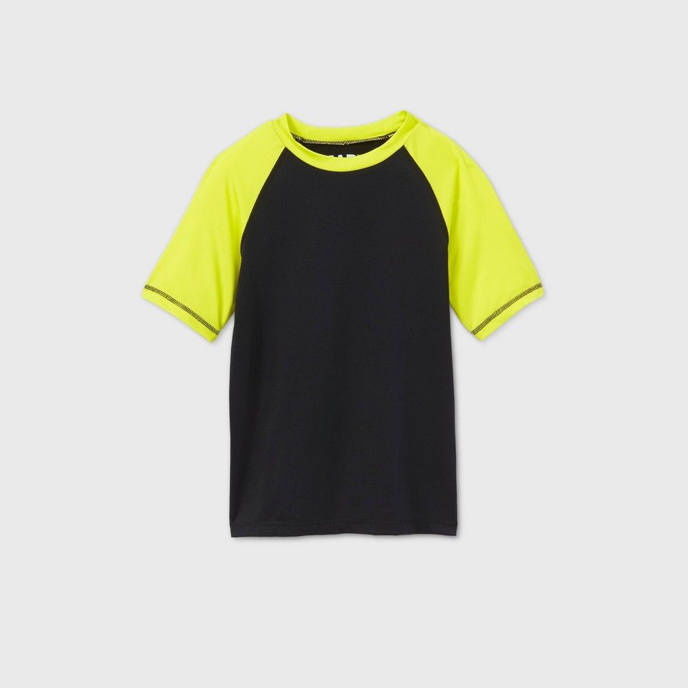 Boys' Fortnite Raglan Sleeve Rash Guard Swim Shirt - Black/Yellow M | Target