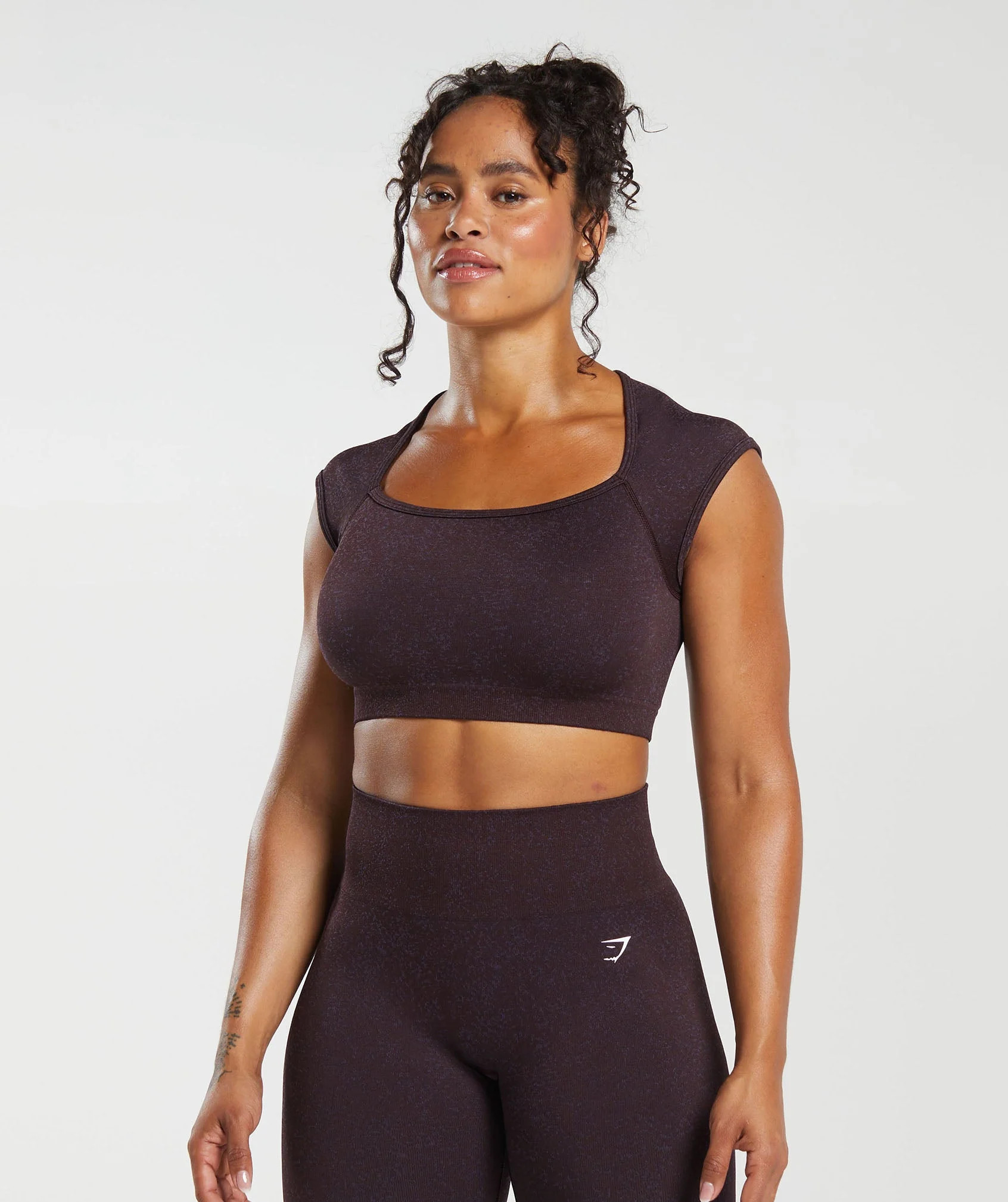 Adapt Fleck Seamless Crop Top Plum Brown/Dewberry Purple | Gymshark US