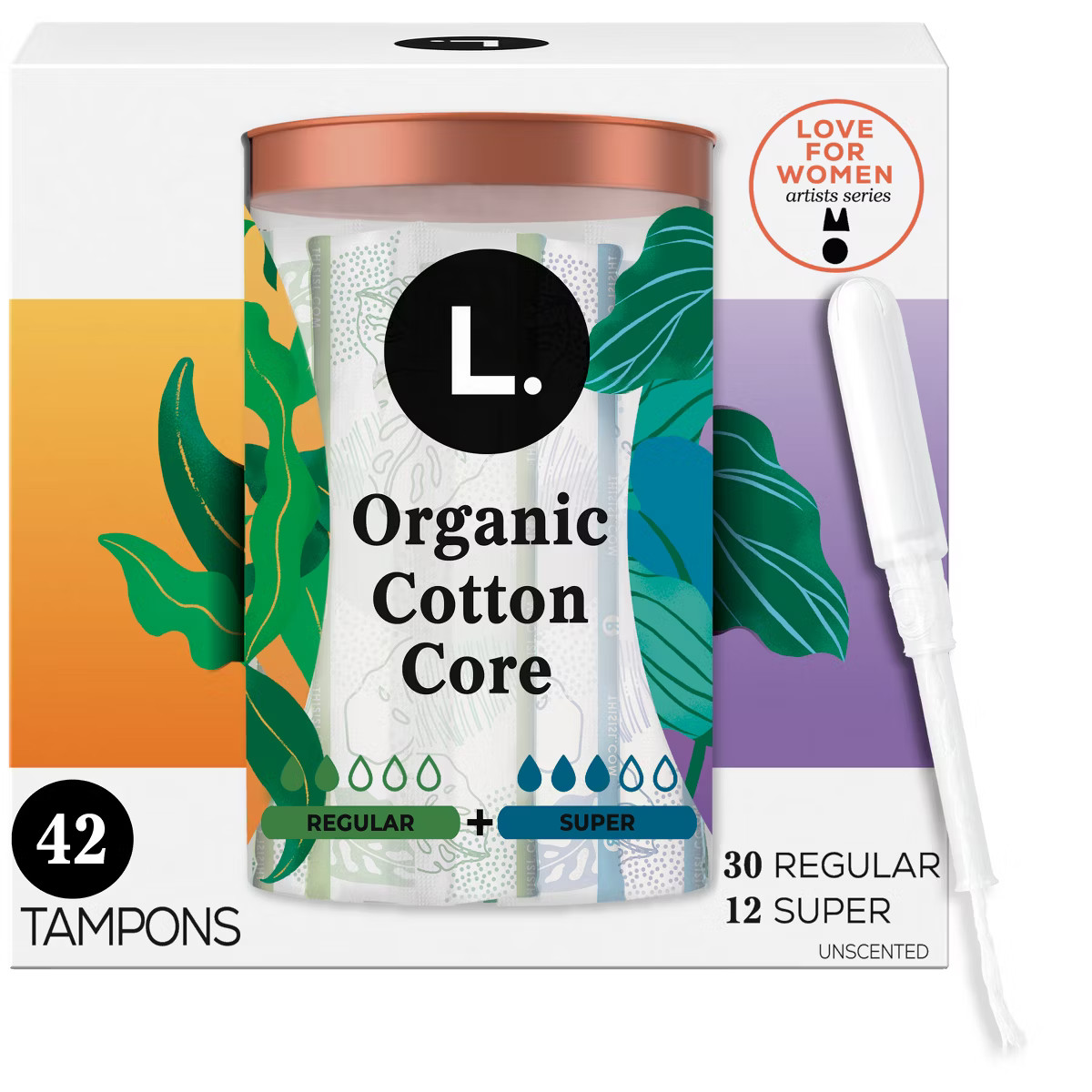 L . Organic Cotton Full Size Multipack Refill Tampons - Regular/Super - 42ct | Target