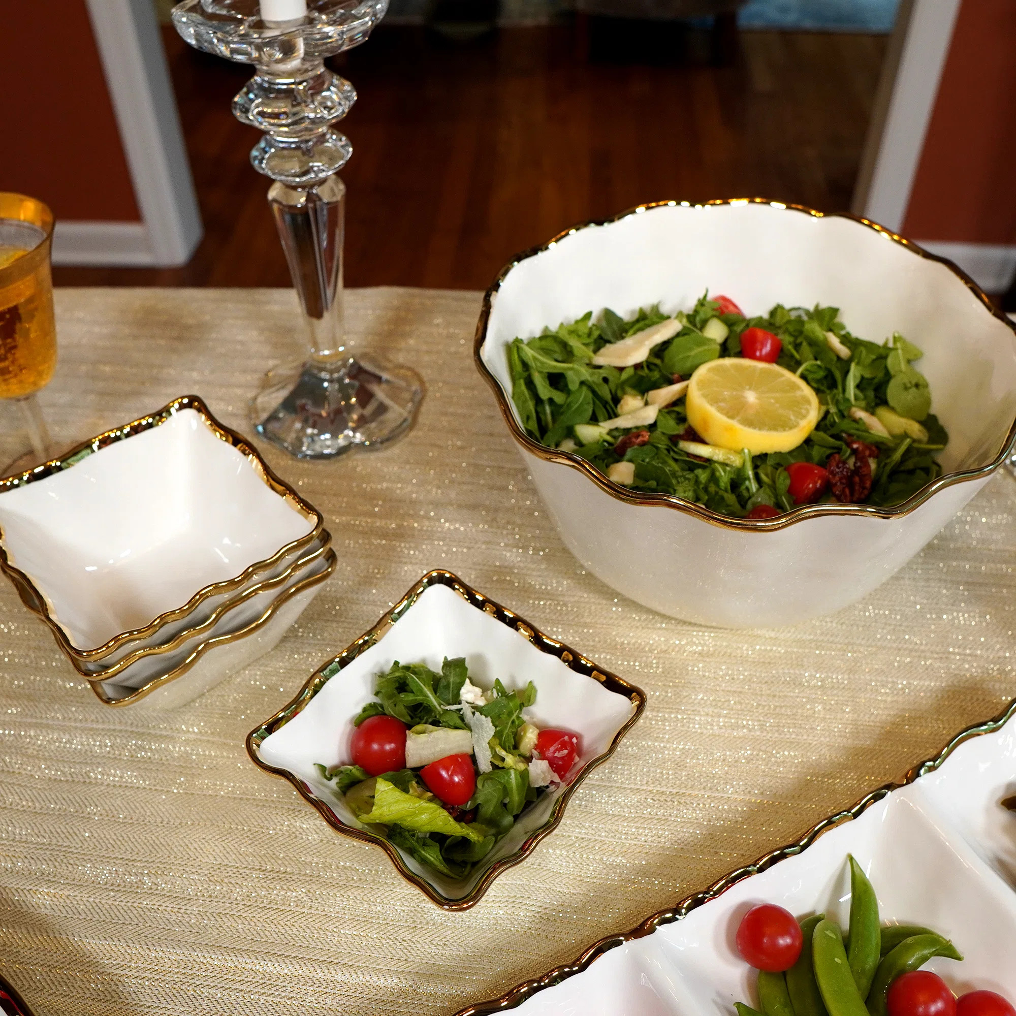 Regency Gold Set of 4 Square Snack Bowls 5.5in | Wayfair North America