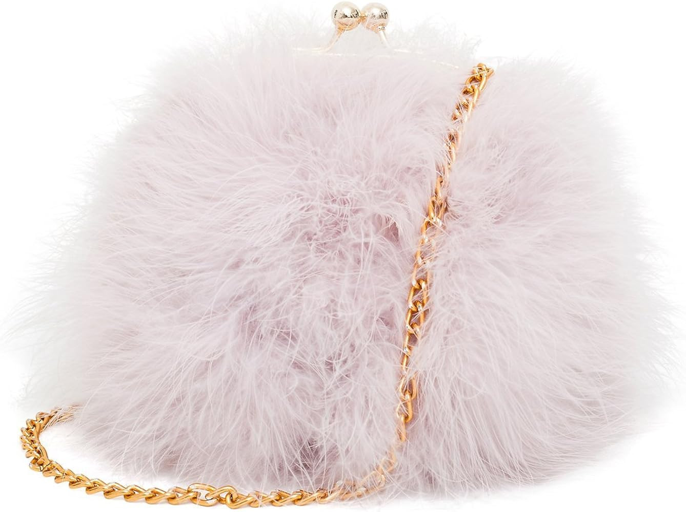 Flada Women's Faux Fluffy Feather Round Clutch Shoulder Bag | Amazon (US)