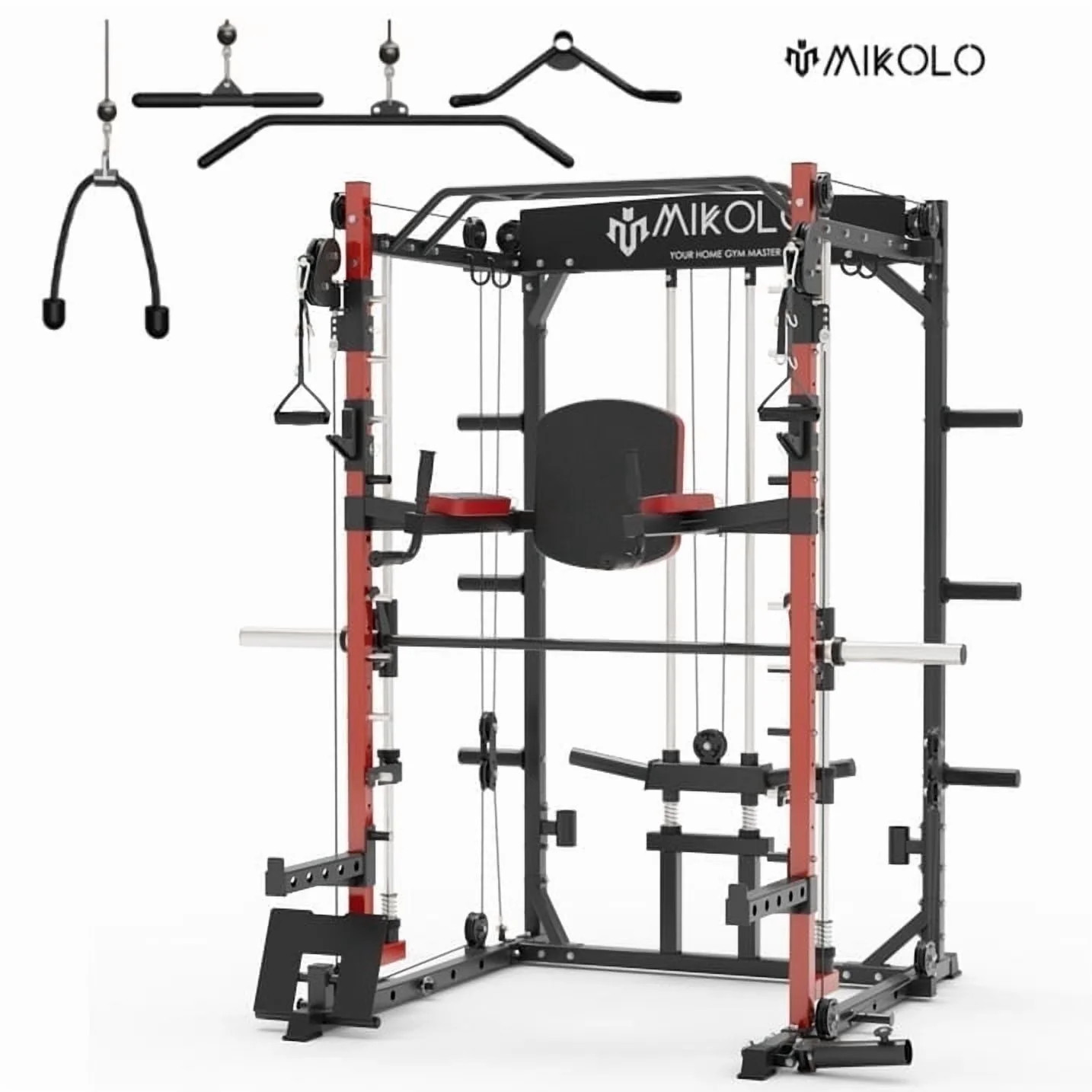 Mikolo Smith Machine, 2000lbs Squat Rack with 1200 lb Capacity Red , Training Equipment with LAT-... | Walmart (US)