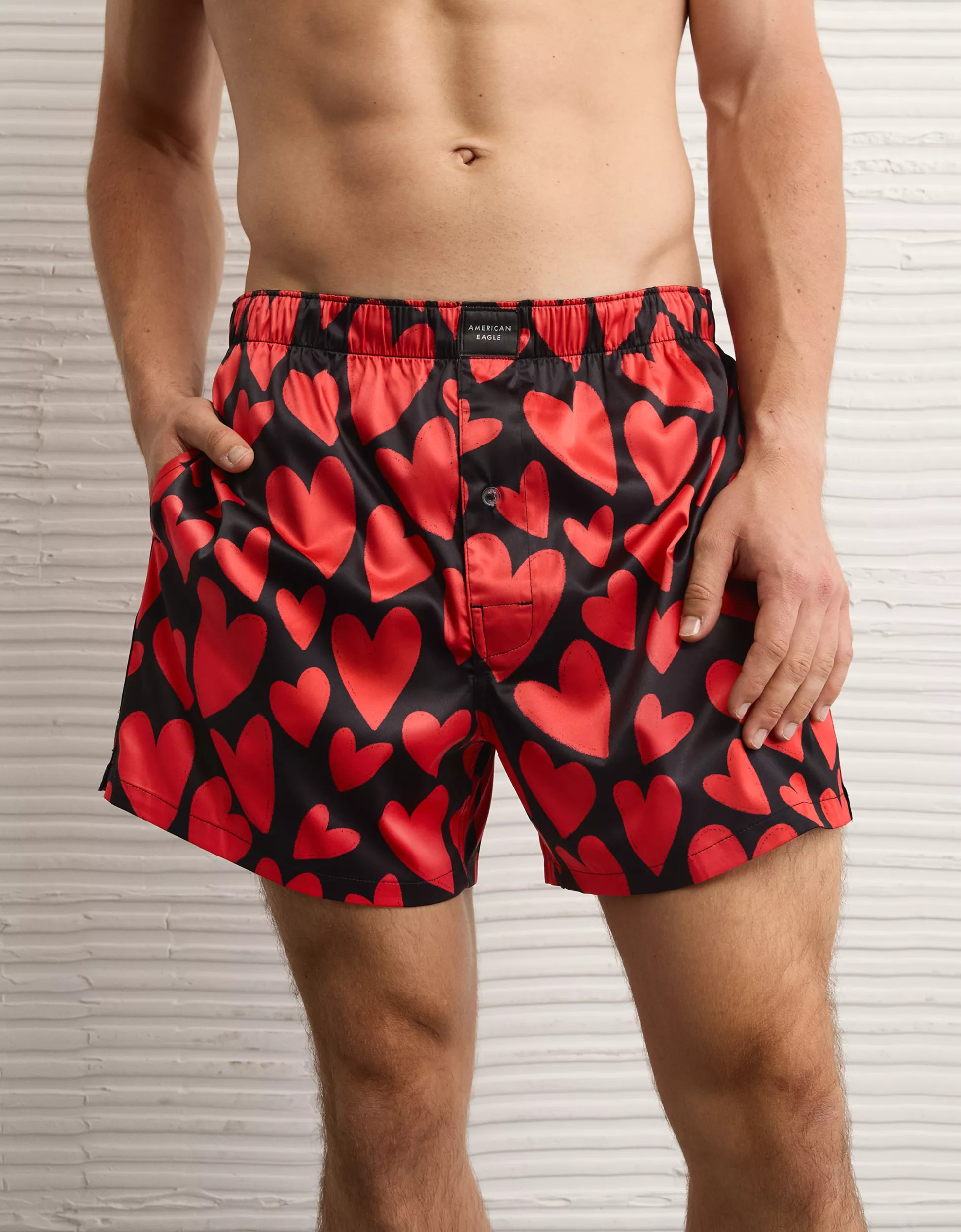 AEO Men's Valentine's Day Satin Pocket Boxer Short | American Eagle Outfitters (US & CA)