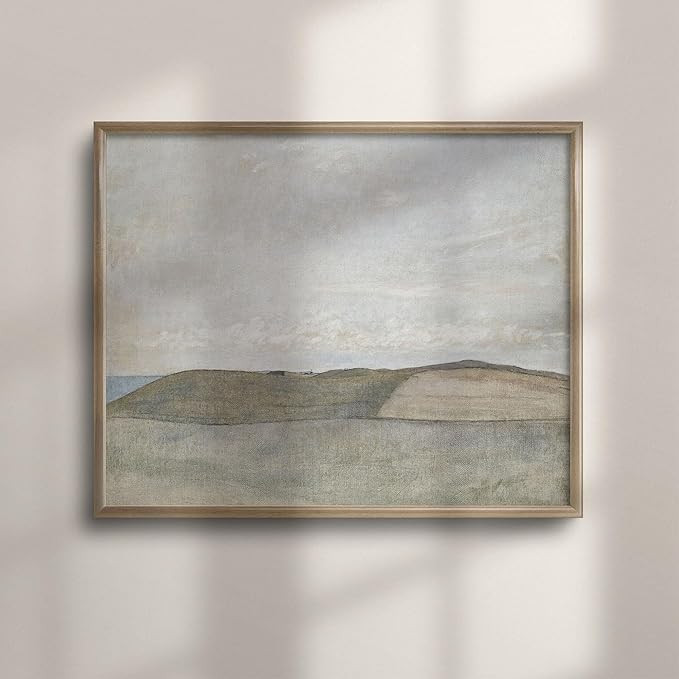 Antique Coastal Landscape Oil Painting - Vintage Minimalist Wall Art with Soft, Neutral Tones for... | Amazon (US)