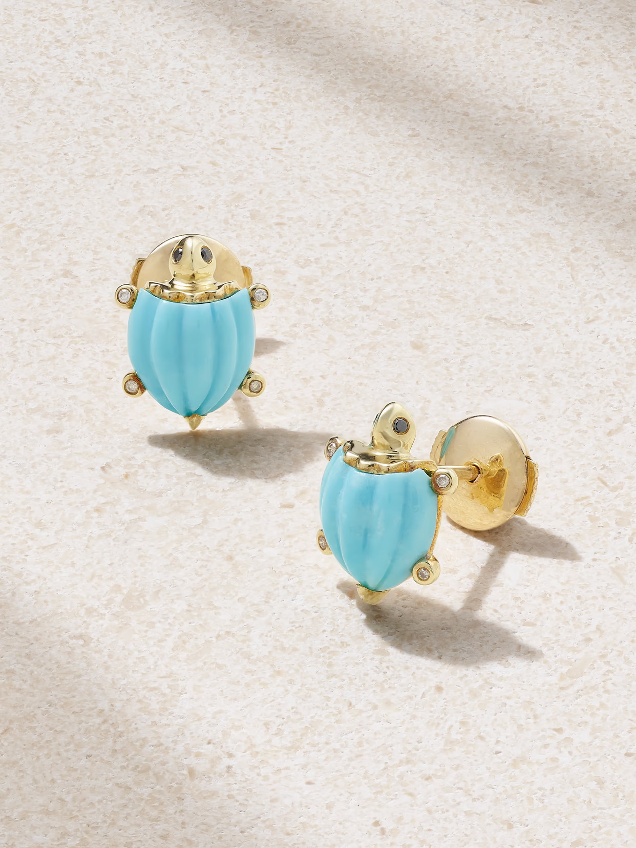 Yvonne Léon - 9-karat Gold, Turquoise And Diamond Earrings - One size | NET-A-PORTER (UK & EU)