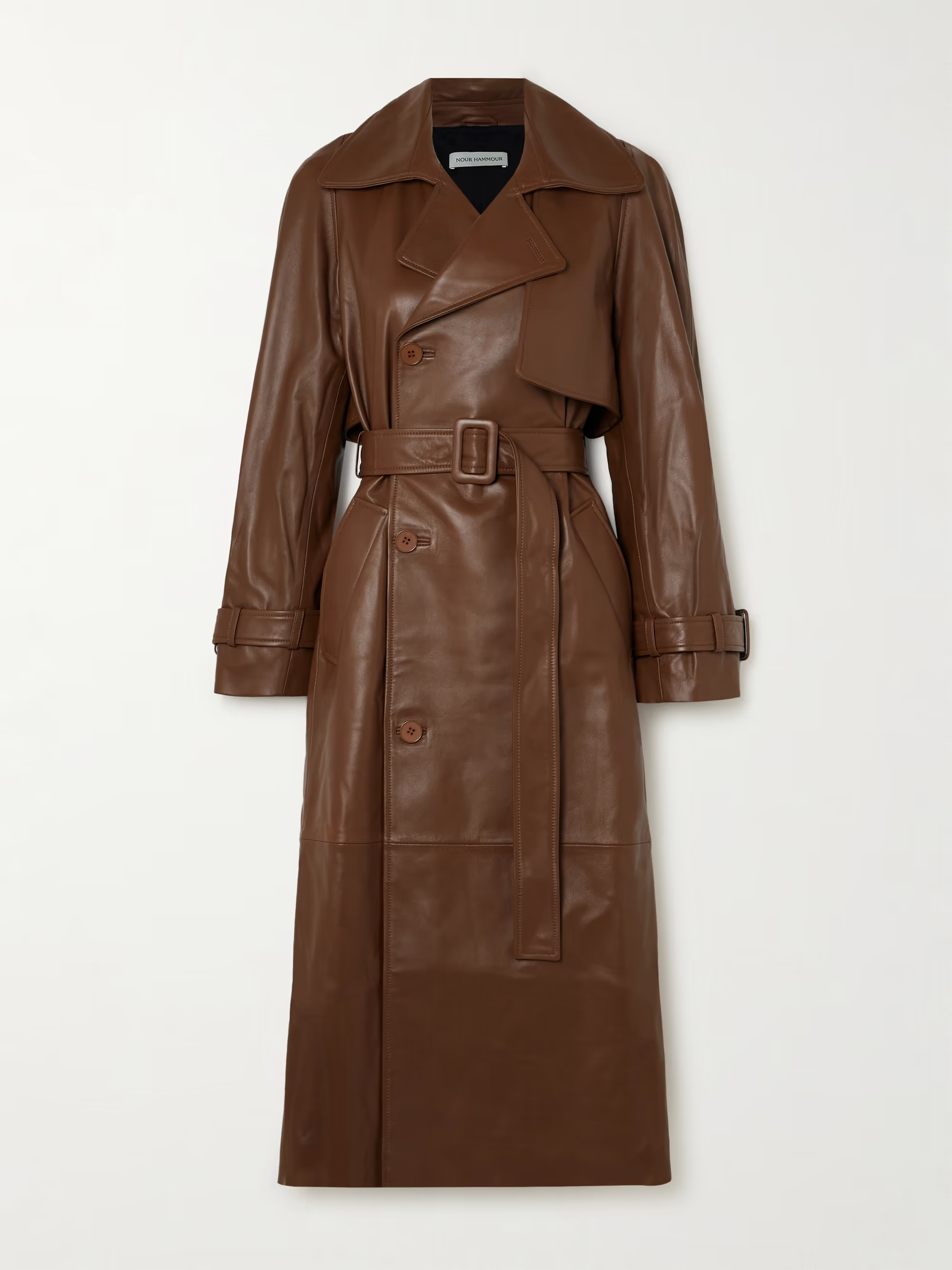 Henri belted double-breasted leather trench coat | NET-A-PORTER (UK & EU)
