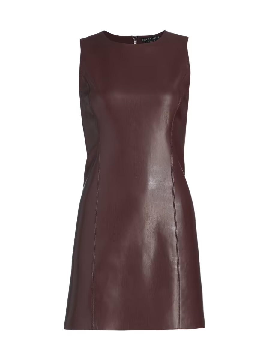 Alice + Olivia Lena Vegan Leather Minidress | Saks Fifth Avenue | Saks Fifth Avenue