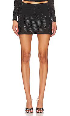 OW Collection Rhinestone Mini Skirt in Black Caviar from Revolve.com | Revolve Clothing (Global)