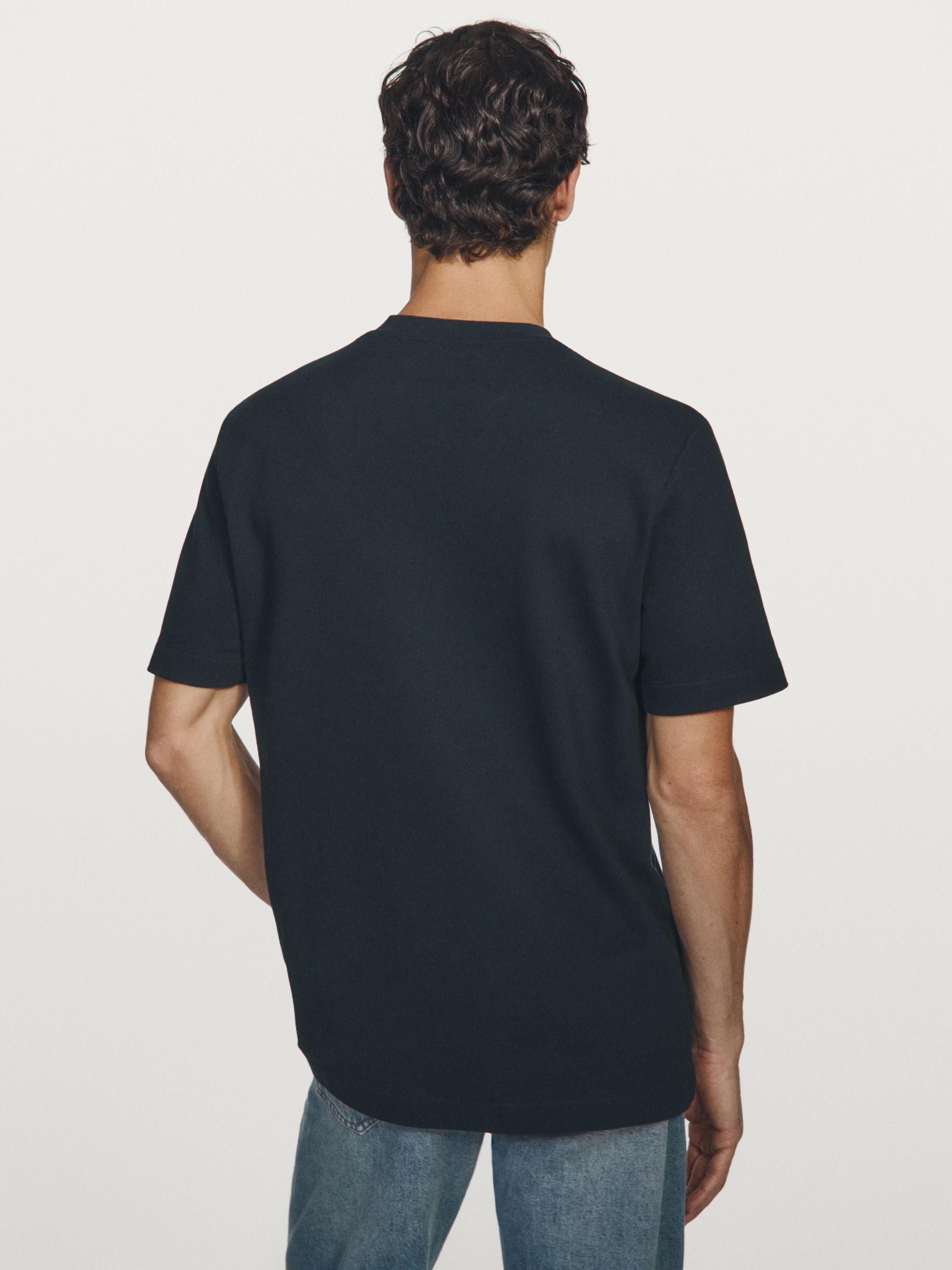 Short sleeve piqué T-shirt with collar detail | Massimo Dutti US