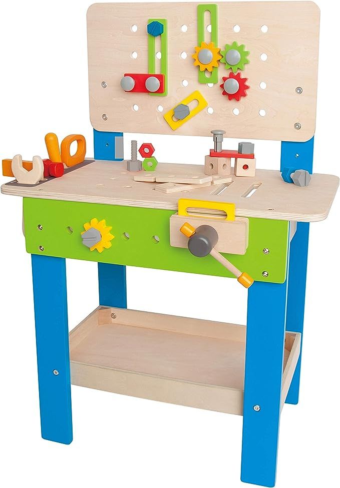 Master Workbench by Hape | Award Winning Kid's Wooden Tool Bench Toy Pretend Play Creative Buildi... | Amazon (US)