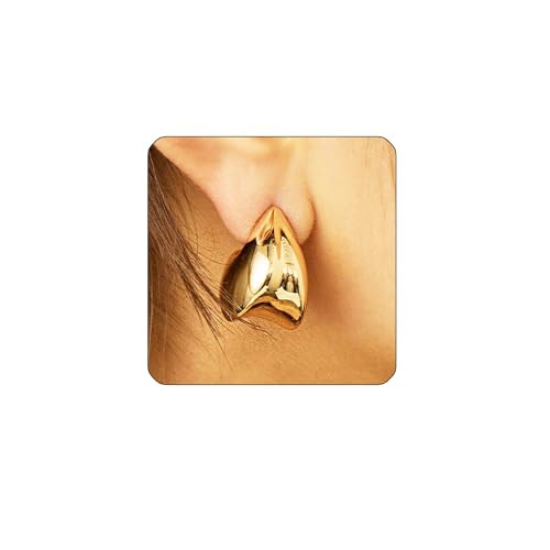 Chunky Gold Hoop Earrings for Women, 18k Gold Plated Trendy Chunky Gold Hoops, Hypoallergenic Fashion Thick Gold Statement Stud Earrings Jewelry (Teardrop Earrings) | Amazon (US)