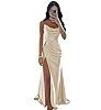 Women's Mermaid Strapless Satin Prom Dresses with Slit Ruched Corset Formal Evening Party Dress w... | Amazon (US)