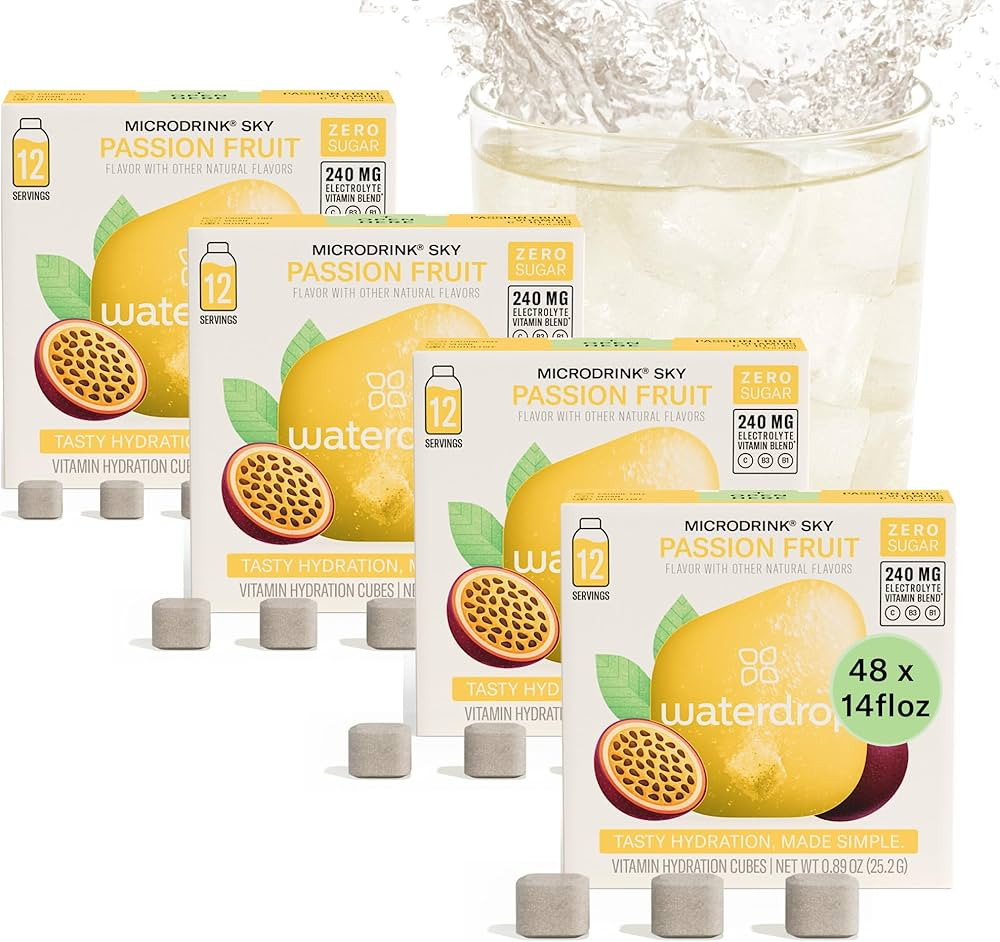 Waterdrop Hydration Cubes with Vitamin C, B Vitamins, and Electrolytes, Passion Fruit Flavor, Fla... | Amazon (US)