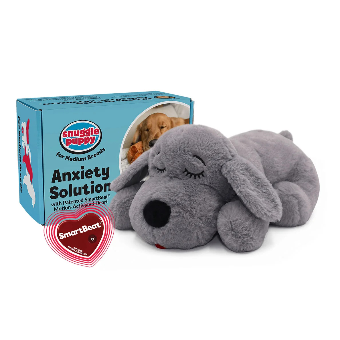 Snuggle Puppy\u00ae Gray - Calming Heartbeat Plush Toy | Snuggle Puppy