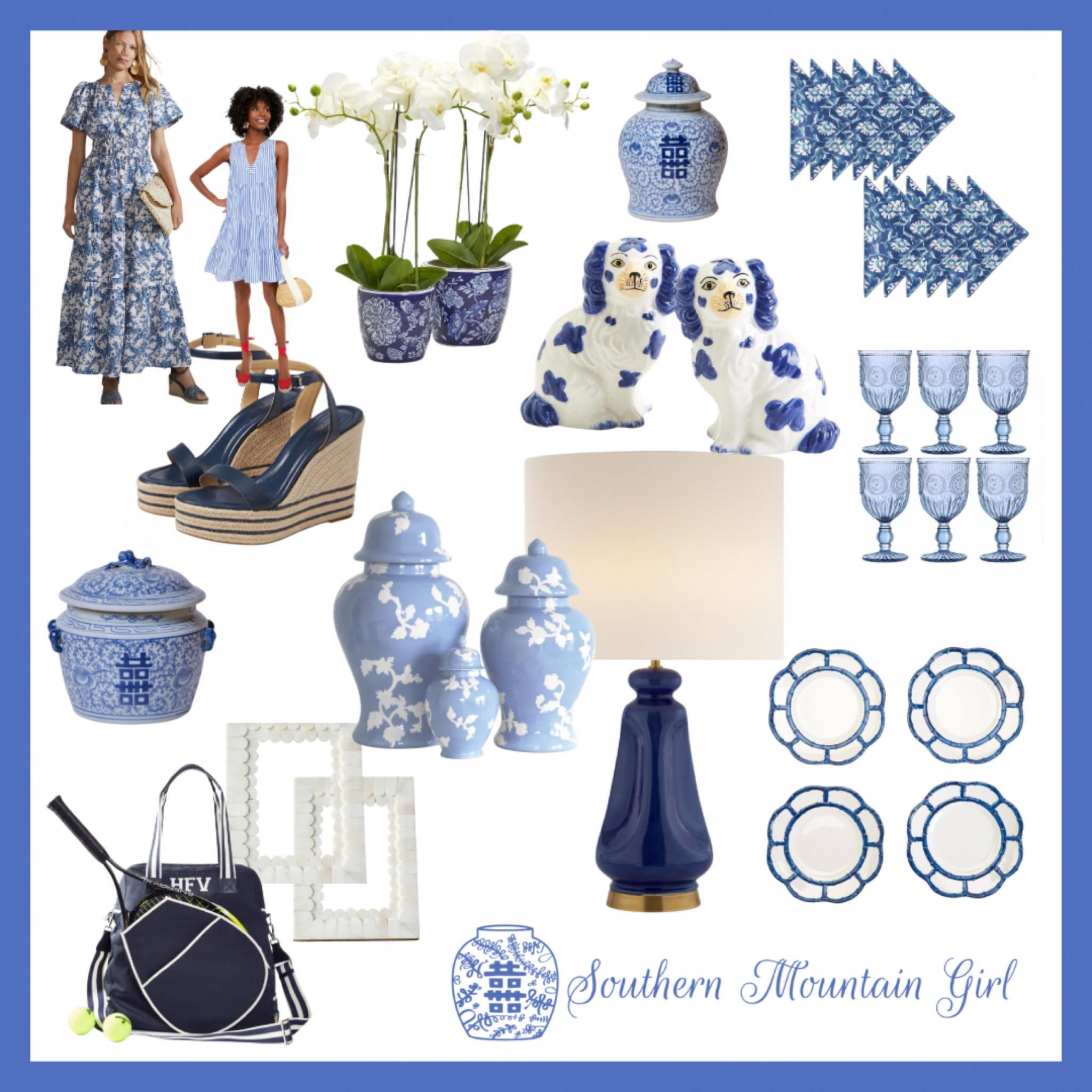 So many pretty blue and white things in one place!💙🩵🤍. I own many of these and love them. The tennis bag is on sale!

Blue and white. Tabletop. Spring dresses. Sandals. Tennis. 

#LTKhome #LTKsalealert #LTKSeasonal