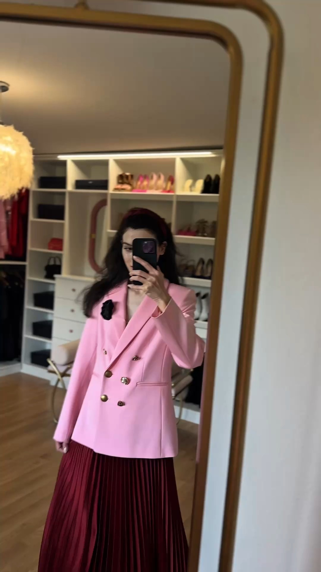 Elegant fall outfits, elegant midi dresses, audits elegant, elegant outfit, elegant outfit classy, elegant church outfits, fall outfits skirt, fall skirt outfits, pink blazer, red skirt, red midi pleated skirt, black brooch, black shoes, black pumps, black headband

#LTKHoliday #LTKSeasonal #LTKParties