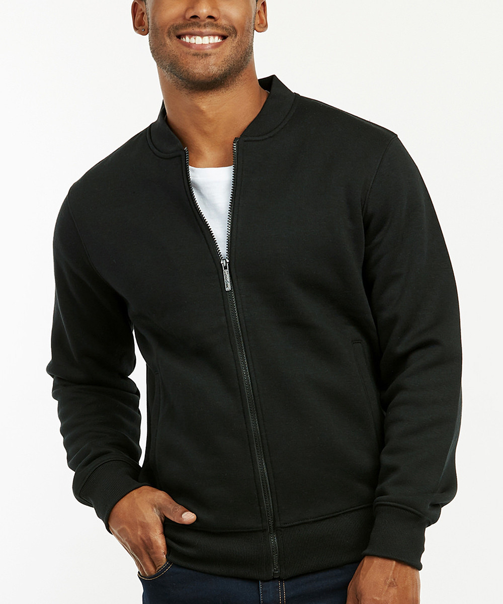 Knocker Men's Fleece Jackets Black - Black Fleece Bomber Jacket - Men | Zulily