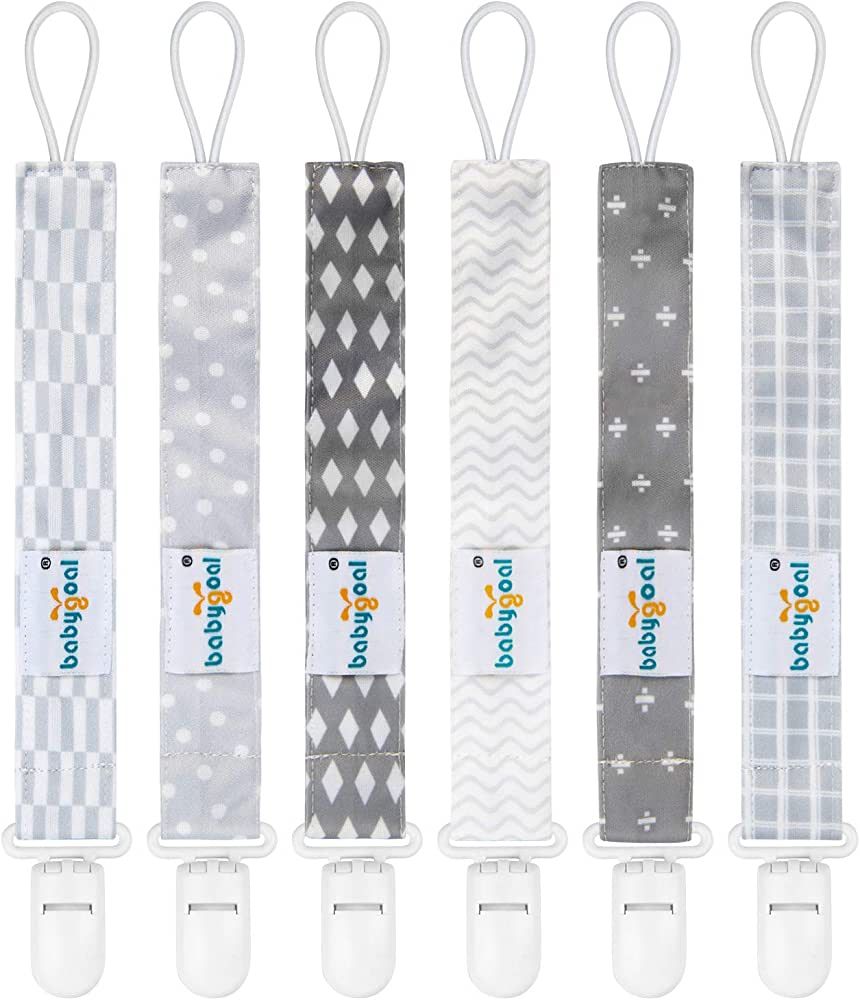 Babygoal Neutral Pacifier Clips, 6 Pack Binky Paci Holder and Leash for Boys and Girls Fits for M... | Amazon (US)