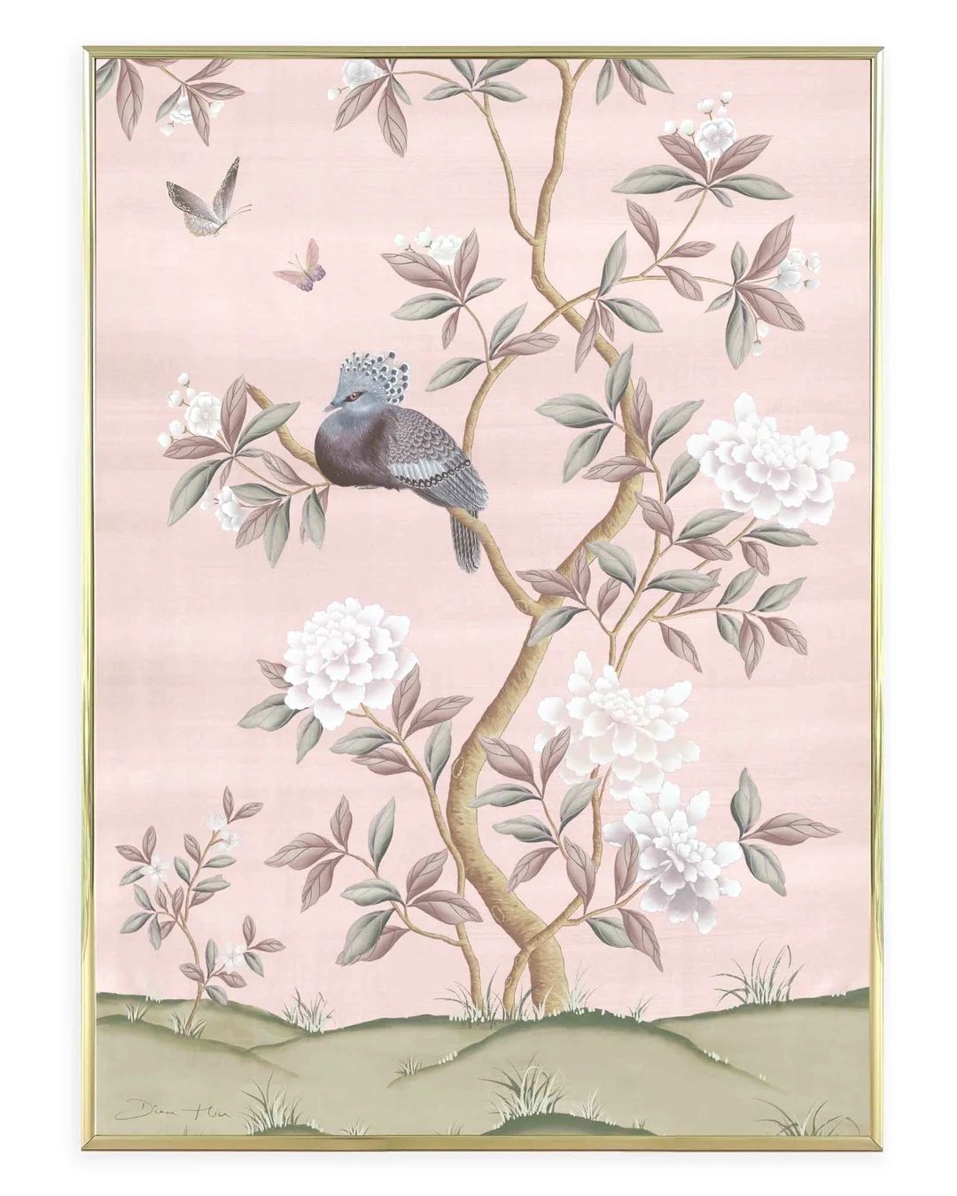 Divine (B) pastel pink botanical art print / Faraway Tree Collection / chinoiserie wall art print... | Etsy (US)