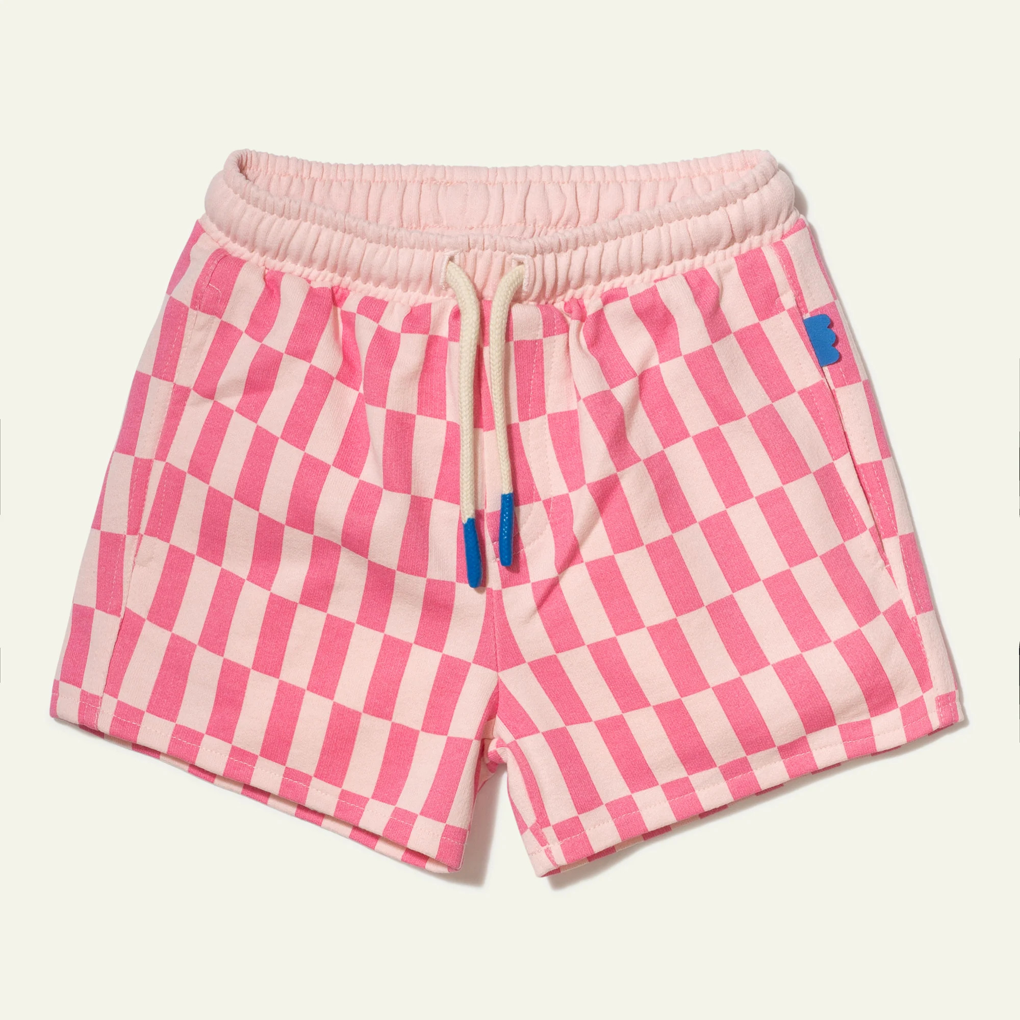 Recycled Cotton Pink Checkered Cropped Kid Short | Mon Coeur