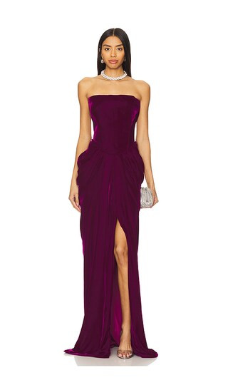 Velvet Corset Gown in Plum | Revolve Clothing (Global)