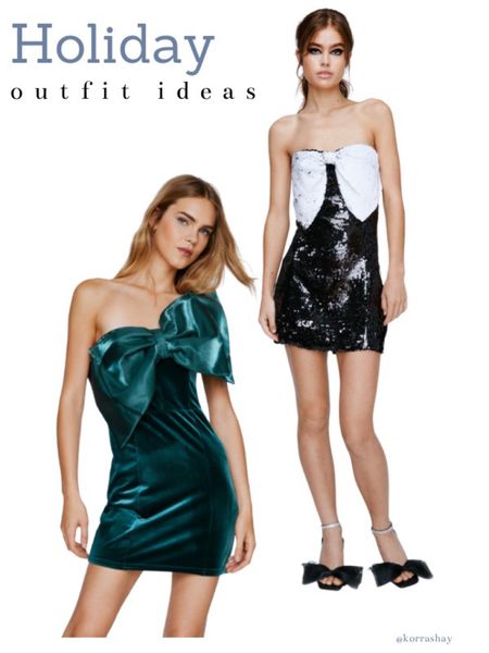 Holiday outfit ideas! Sparkly or velvet? Either way add a statement bow and these dresses are perfect for a holiday party!

#LTKHoliday #LTKSeasonal #LTKwedding