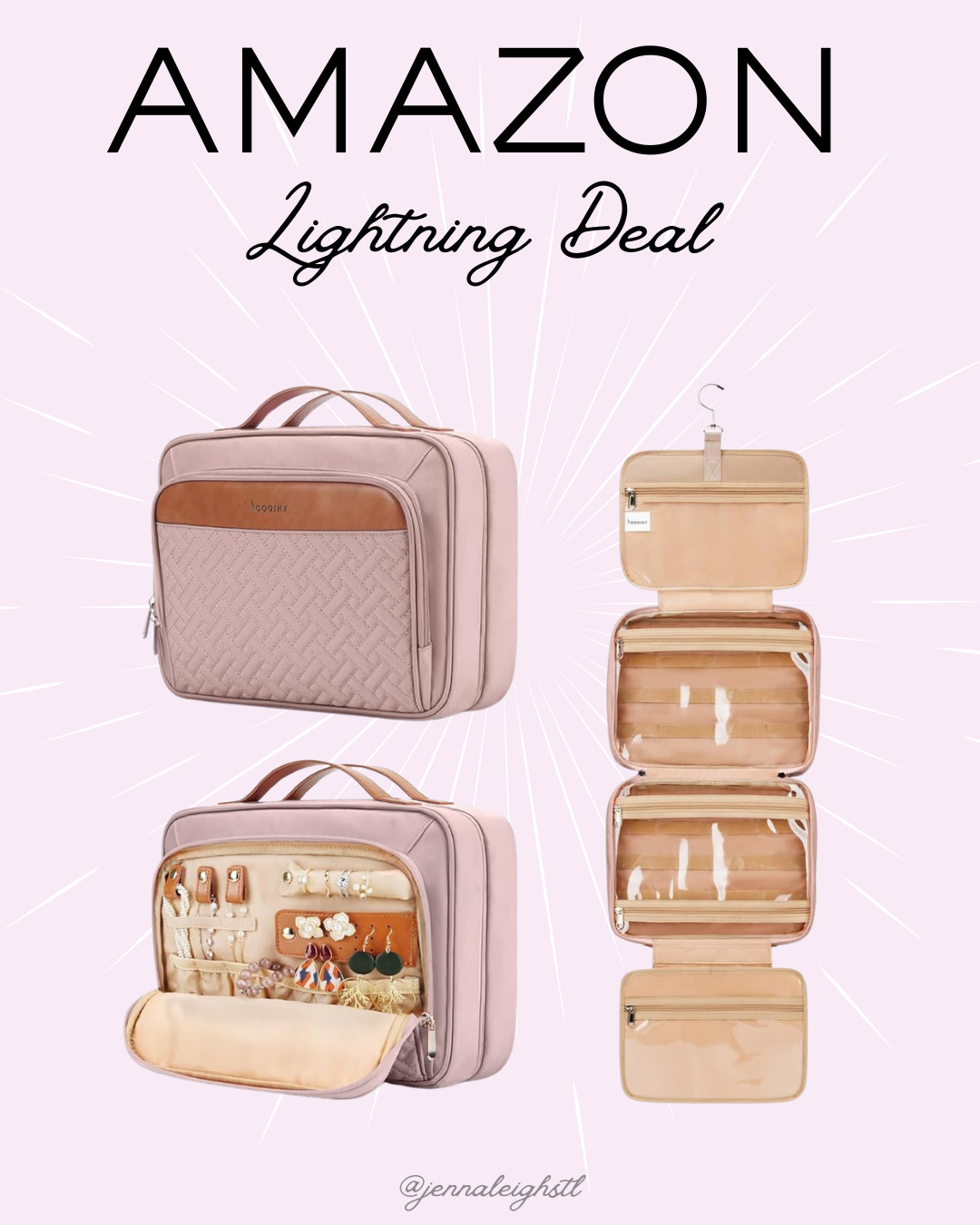 Amazon lightning deal on this travel hanging toiletry bag, 20% off. Perfect for travel and staying organized, plus it is space saving since it hangs and keeps everything easy to access. 

 #LTKMothersDay #LTKSaleAlert #LTKBeauty