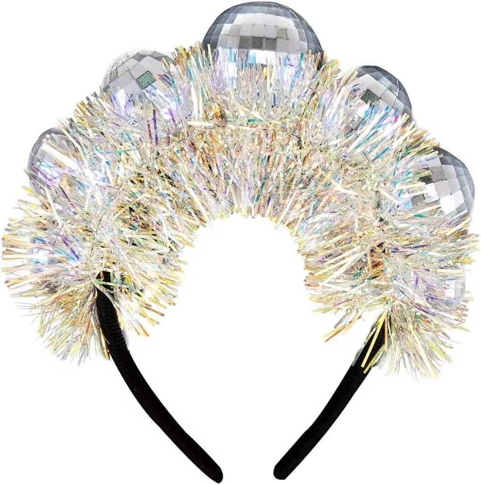 Disco Ball Headband for Women New Years Headband for Women Silver Mirror Ball New Years Eve Headb... | Amazon (US)