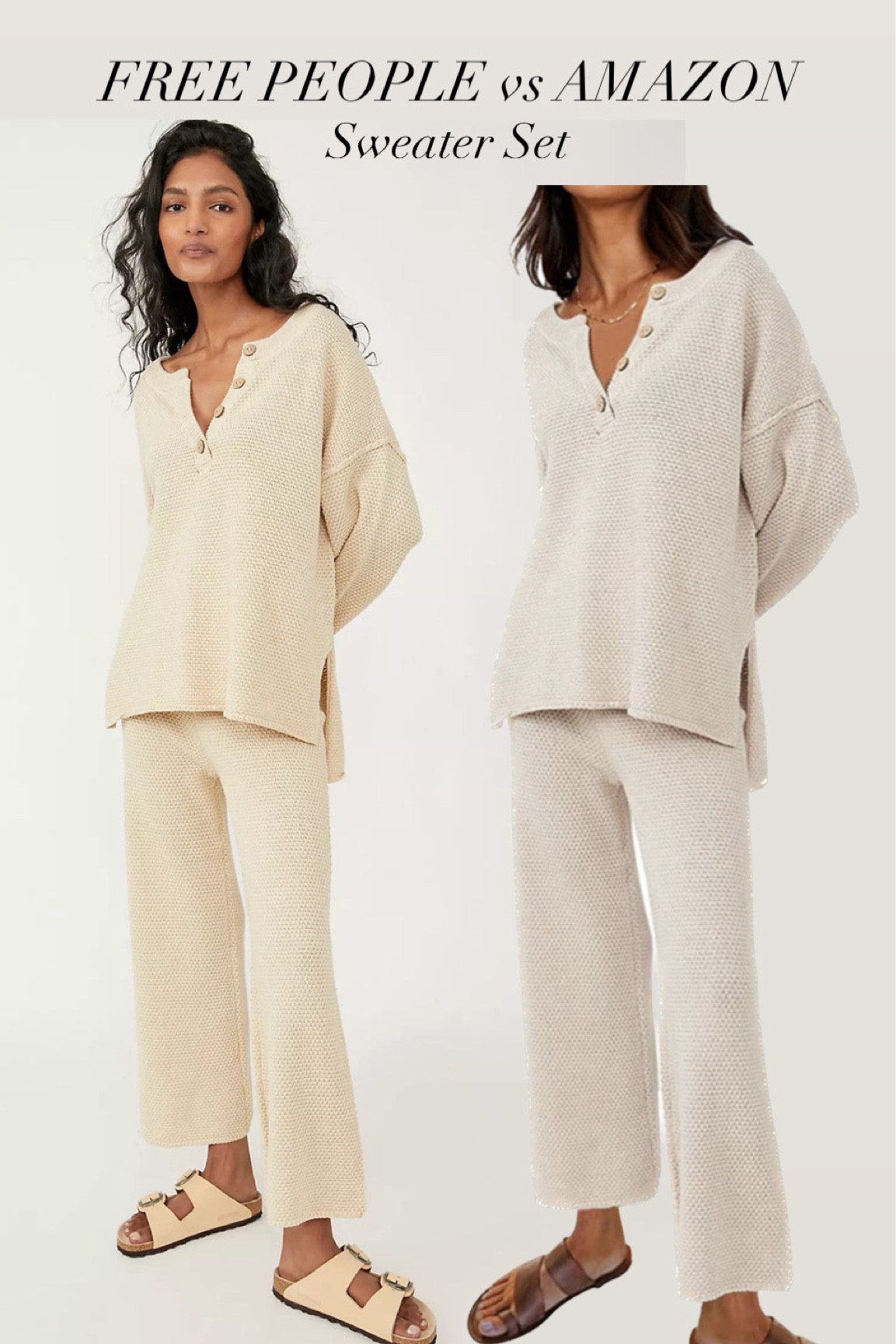 Free people sweater set and amazon sweater set dupe - Fp is tts 