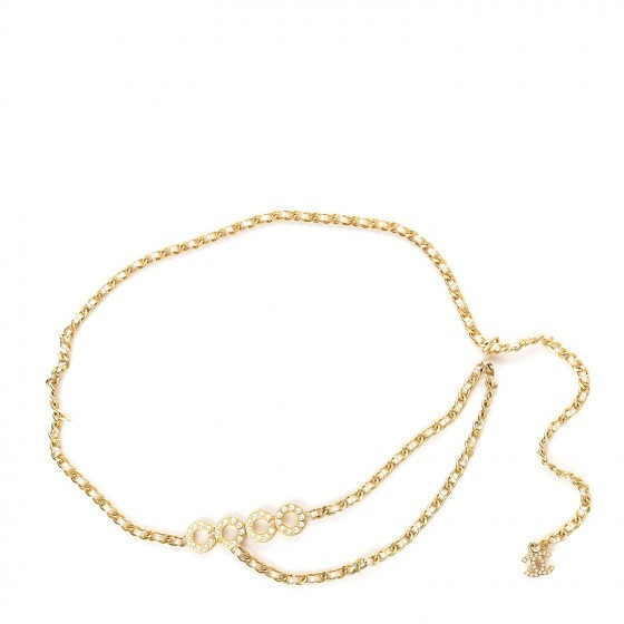 Pearl Chain Satin Coco Belt 90 Gold | Fashionphile