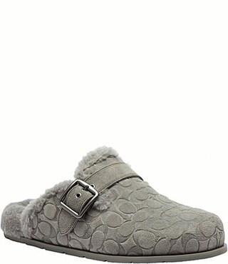 COACH Men's Signature Logo Suede Shearling Buckle Hardware Clogs - 9 | Dillard's