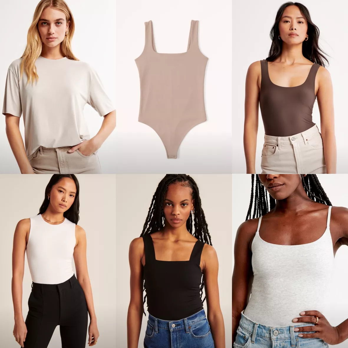 What are the different types of women's bodysuits and tops?