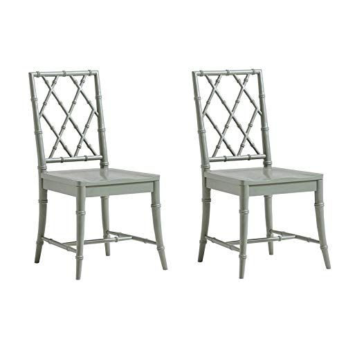 Universal Furniture Bamboo Inspried X-Back Wood Dining Chair with Wood Saddle Seat in Gray (Set of 2 | Amazon (US)
