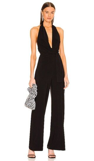 Halter Wrap Straight Leg Jumpsuit in Black | Revolve Clothing (Global)