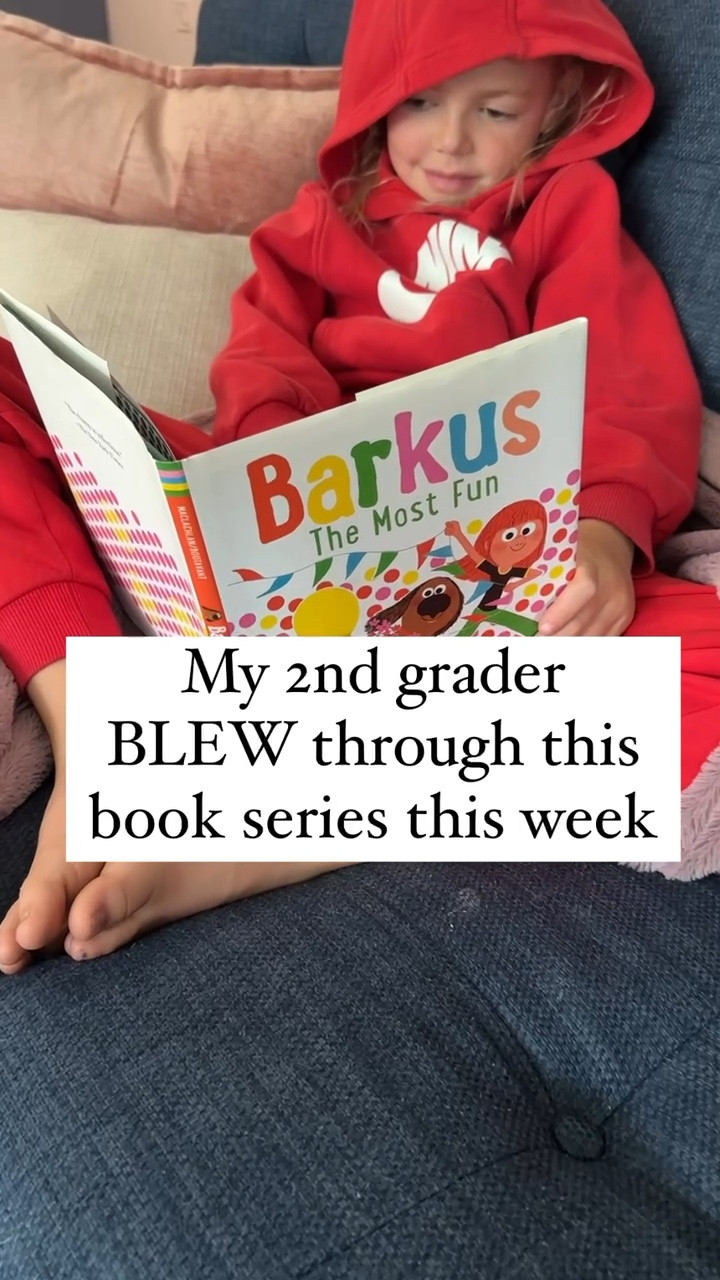 My second grader is loving this series! Short chapters, 50+ pages, and full color illustrations.