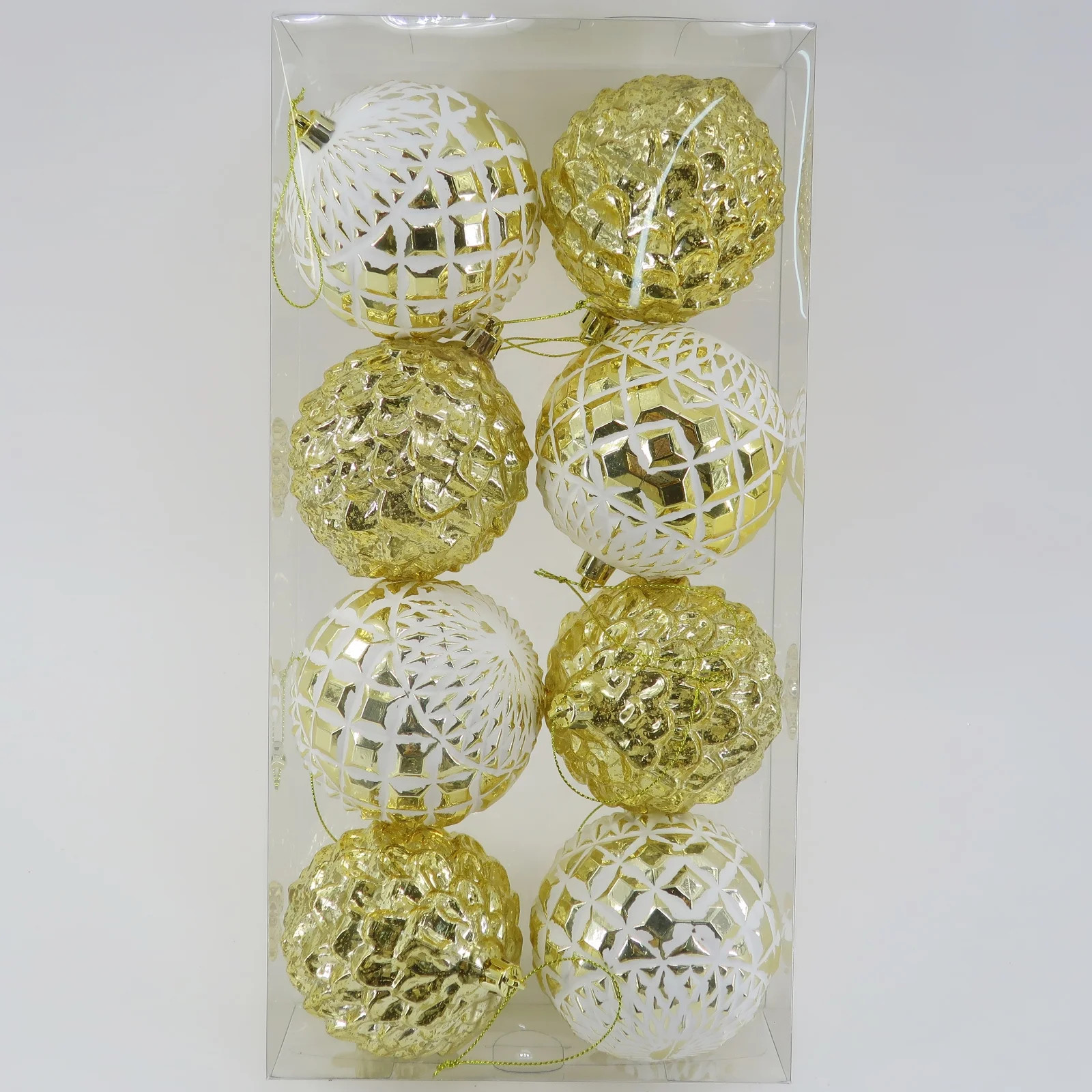 Gold and Whitewash Christmas Ornaments, 8 Count, by Holiday Time | Walmart (US)