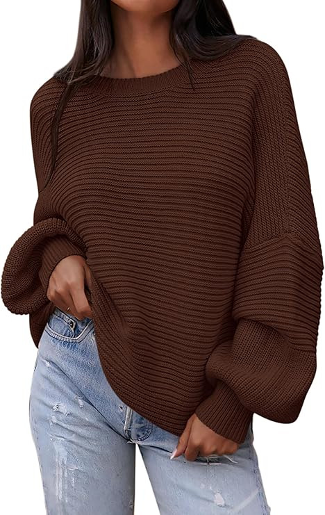 PRETTYGARDEN Womens Sweaters Fall 2025 Lantern Long Sleeve Oversized Sweater Casual Crewneck Chun... | Amazon (US)