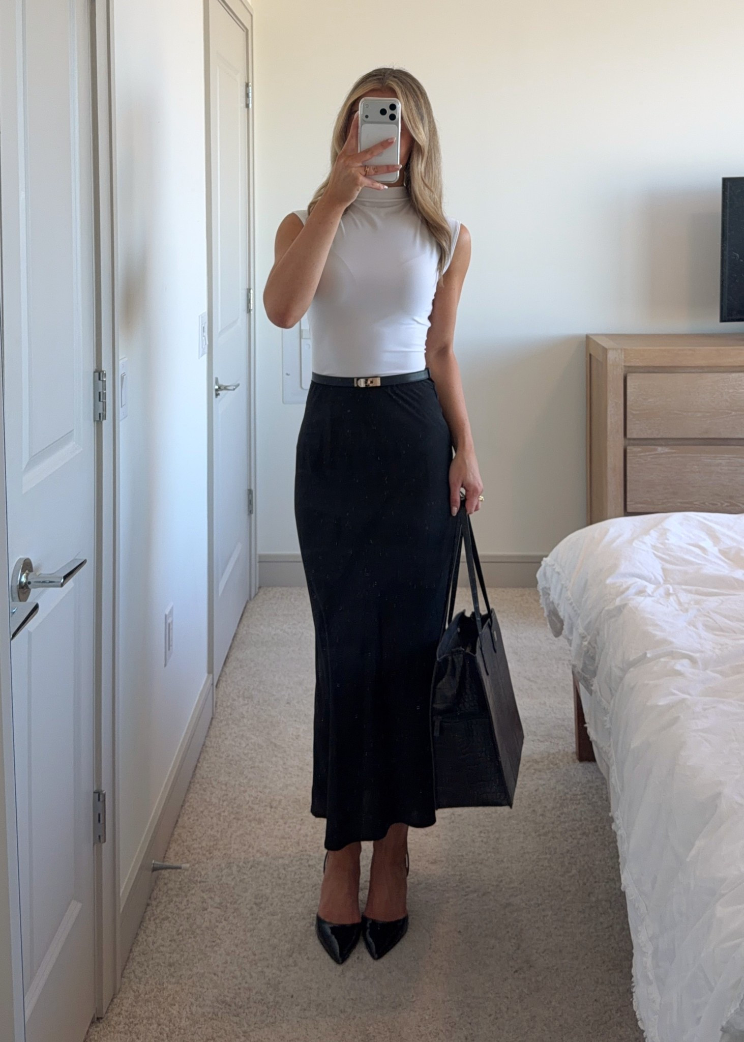 simple office outfit styling black satin skirt 👩🏼‍💼💻

#LTKWorkwear #LTKootd