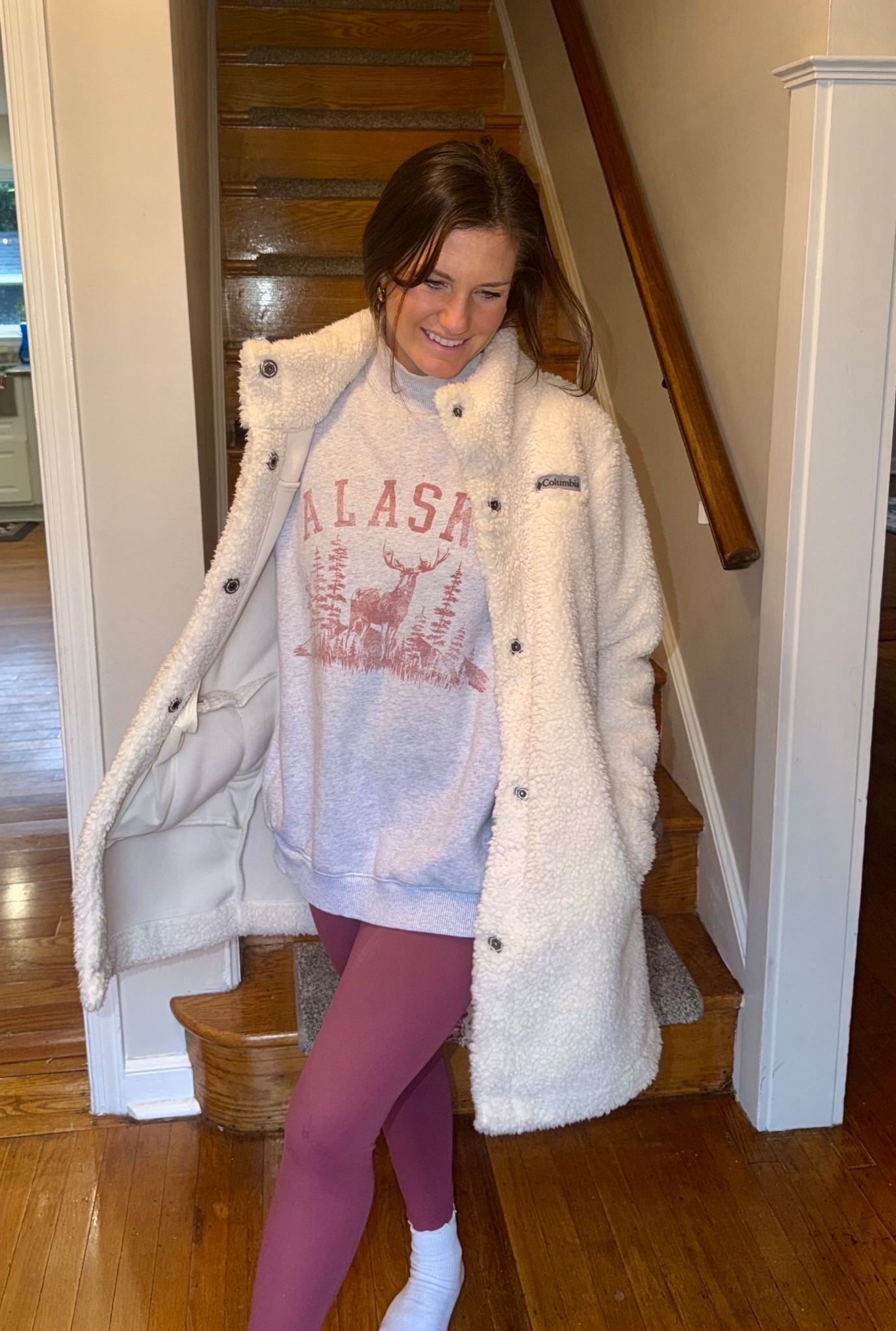 Been searching for a long Sherpa coat! Love this one - so soft and warm!

Snagged this Columbia Jacket at Costco but this one is similar in their website!

Sized up to M!

#costcofinds